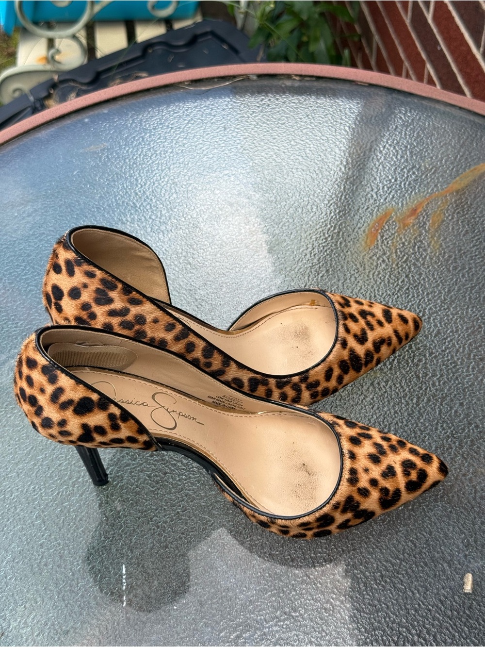 Jessica Simpson Leopard-Print Pointed Toe Pumps in Tan and Black